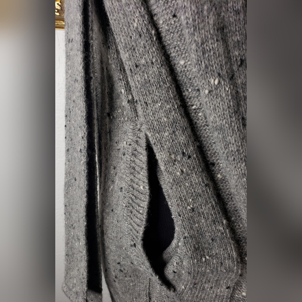 VTG 1970s Grey Wool Womens Long Winter Cape One Button Built In Scarf Size 10 - Picture 5 of 10